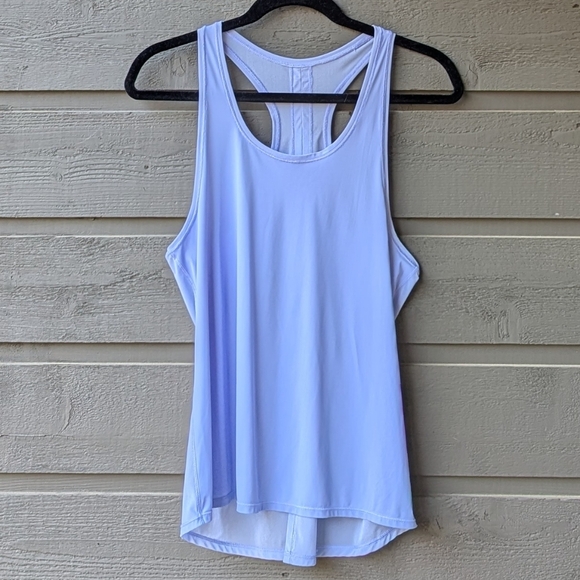 Lululemon Periwinkle Scoop Neck Split Back Semi-Sheer Tank Top Size 6 - Picture 1 of 5
